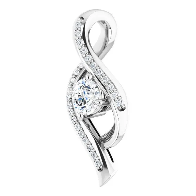 TreasureFineJewelers Necklaces 14K White Gold 13 CTW Natural Diamond Pendant