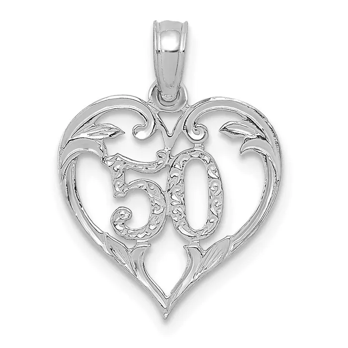 TreasureFineJewelers Necklaces 14k White Gold 50 in Heart Cutout Pendant TreasureFineJewelers Necklaces 14k White Gold 50 in Heart Cutout Pendant