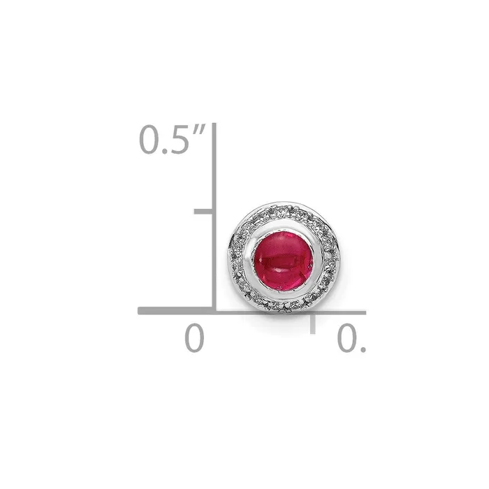 TreasureFineJewelers Necklaces 14k White Gold Diamond and Cabochon 38 Ruby Halo Chain Slide