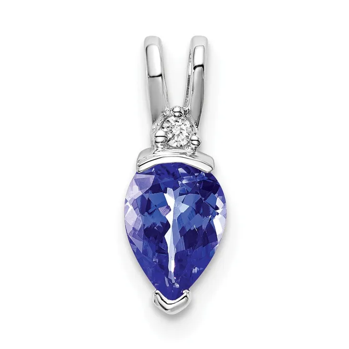 TreasureFineJewelers Necklaces 14k White Gold Pear Tanzanite and Diamond Pendant TreasureFineJewelers Necklaces 14k White Gold Pear Tanzanite and Diamond Pendant