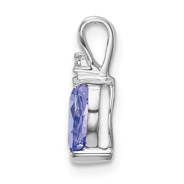 TreasureFineJewelers Necklaces 14k White Gold Pear Tanzanite and Diamond Pendant