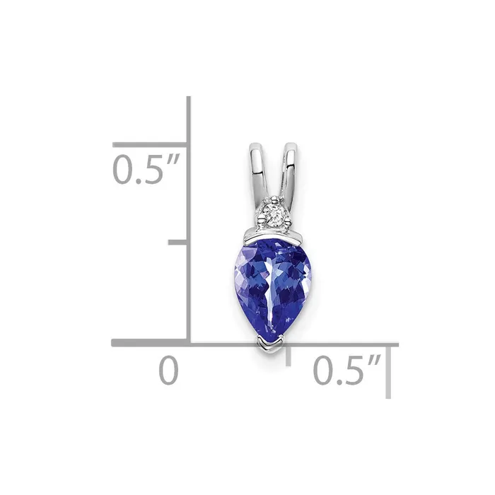 TreasureFineJewelers Necklaces 14k White Gold Pear Tanzanite and Diamond Pendant