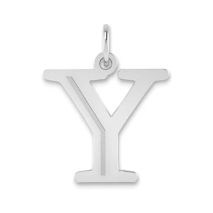 TreasureFineJewelers Necklaces 14k White Gold Polished Etched Letter Y Initial Pendant TreasureFineJewelers Necklaces 14k White Gold Polished Etched Letter Y Initial Pendant