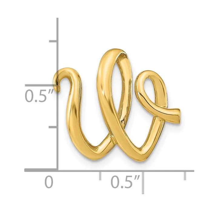 TreasureFineJewelers Necklaces 14k Yellow Gold Polished Letter W Initial Slide