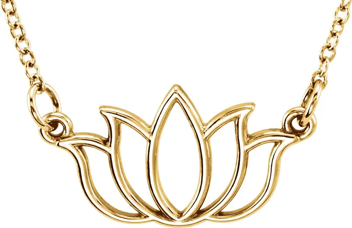 TreasureFineJewelers Necklaces 14K Yellow Gold Tiny Posh Lotus 1618 Necklace TreasureFineJewelers Necklaces 14K Yellow Gold Tiny Posh Lotus 1618 Necklace