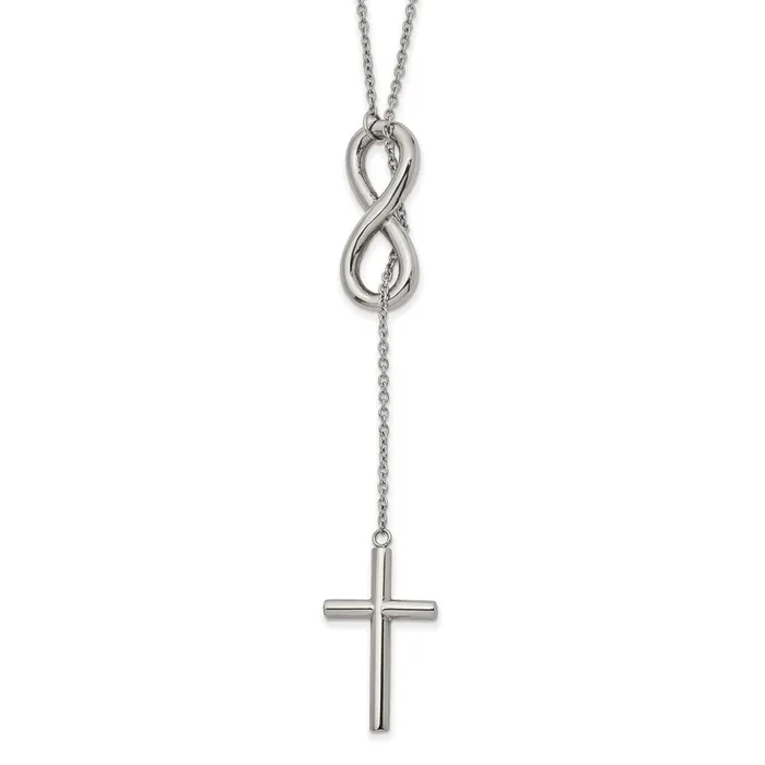 TreasureFineJewelers Necklaces Chisel Stainless Steel Polished CrossInfinity Adjustable up to 25 inch Slipon Cable Chain Necklace TreasureFineJewelers Necklaces Chisel Stainless Steel Polished CrossInfinity Adjustable up to 25 inch Slipon Cable Chain Necklace