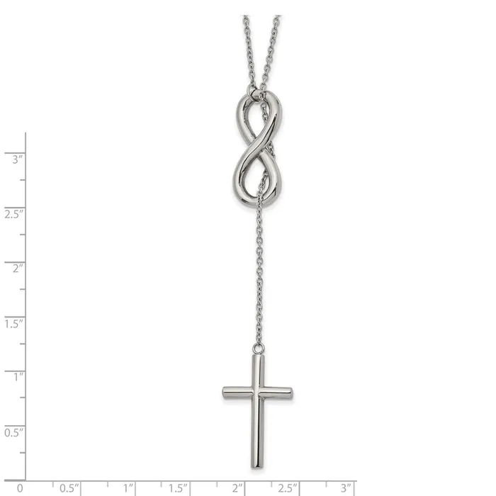 TreasureFineJewelers Necklaces Chisel Stainless Steel Polished CrossInfinity Adjustable up to 25 inch Slipon Cable Chain Necklace
