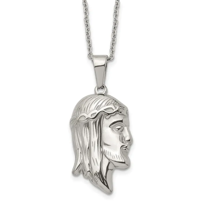 TreasureFineJewelers Necklaces Chisel Stainless Steel Polished Jesus Silhouette Pendant on a 22 inch Cable Chain Necklace TreasureFineJewelers Necklaces Chisel Stainless Steel Polished Jesus Silhouette Pendant on a 22 inch Cable Chain Necklace