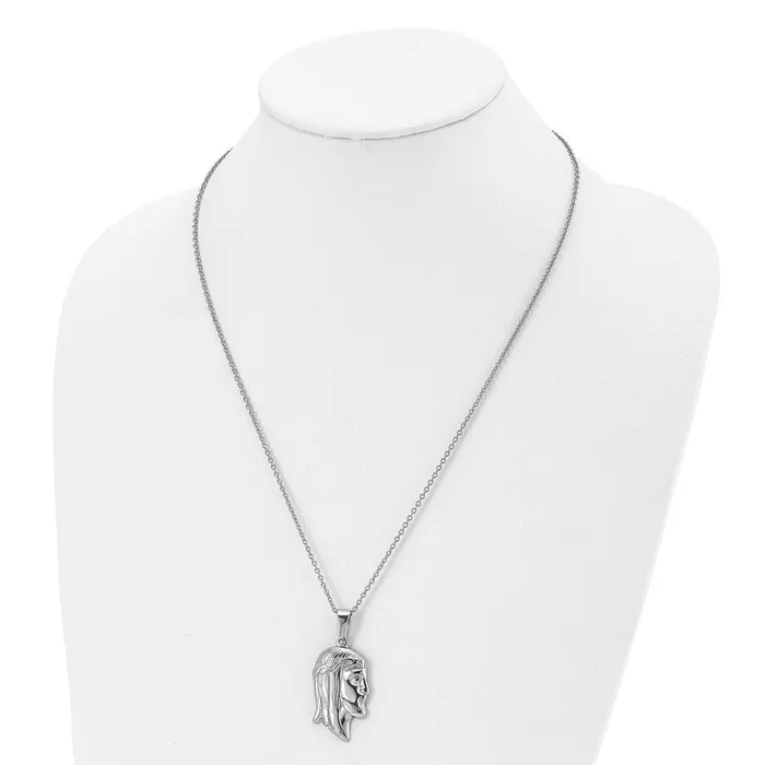 TreasureFineJewelers Necklaces Chisel Stainless Steel Polished Jesus Silhouette Pendant on a 22 inch Cable Chain Necklace