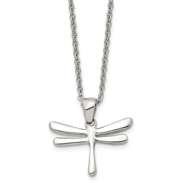 TreasureFineJewelers Necklaces Stainless Steel Polished Dragonfly 20in Necklace