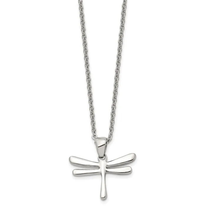 TreasureFineJewelers Necklaces Stainless Steel Polished Dragonfly 20in Necklace