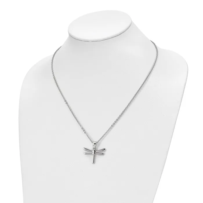 TreasureFineJewelers Necklaces Stainless Steel Polished Dragonfly 20in Necklace