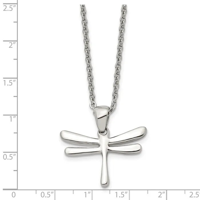 TreasureFineJewelers Necklaces Stainless Steel Polished Dragonfly 20in Necklace