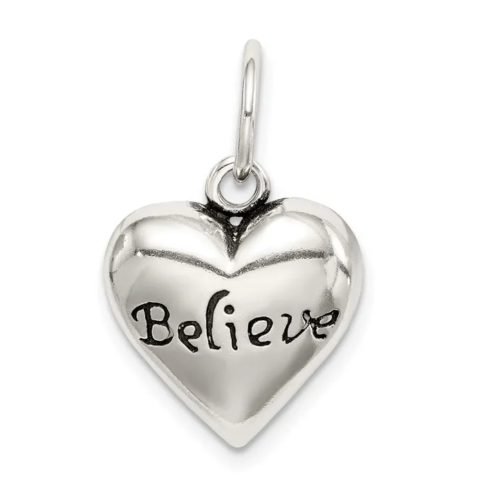 TreasureFineJewelers Necklaces Sterling Silver Antiqued Believe Pendant