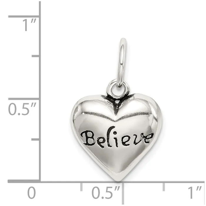 TreasureFineJewelers Necklaces Sterling Silver Antiqued Believe Pendant