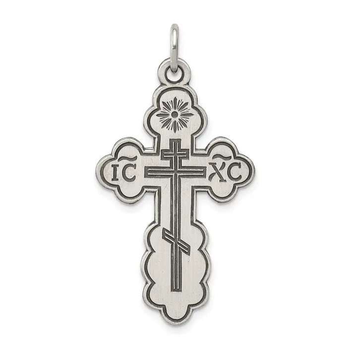 TreasureFineJewelers Necklaces Sterling Silver Eastern Orthodox Cross Pendant TreasureFineJewelers Necklaces Sterling Silver Eastern Orthodox Cross Pendant