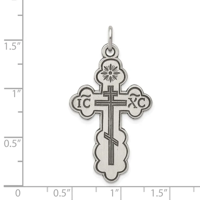 TreasureFineJewelers Necklaces Sterling Silver Eastern Orthodox Cross Pendant