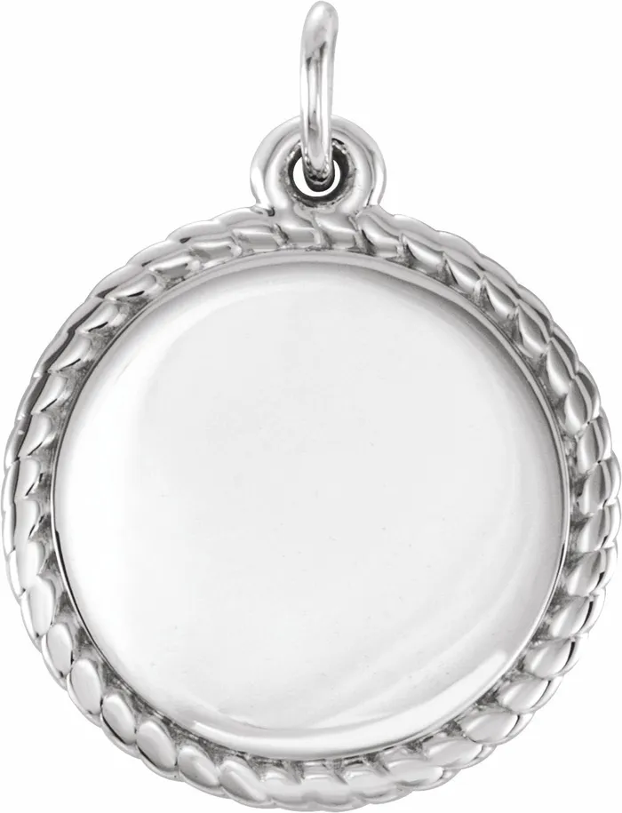 TreasureFineJewelers Necklaces Sterling Silver Engravable Round Rope Pendant TreasureFineJewelers Necklaces Sterling Silver Engravable Round Rope Pendant