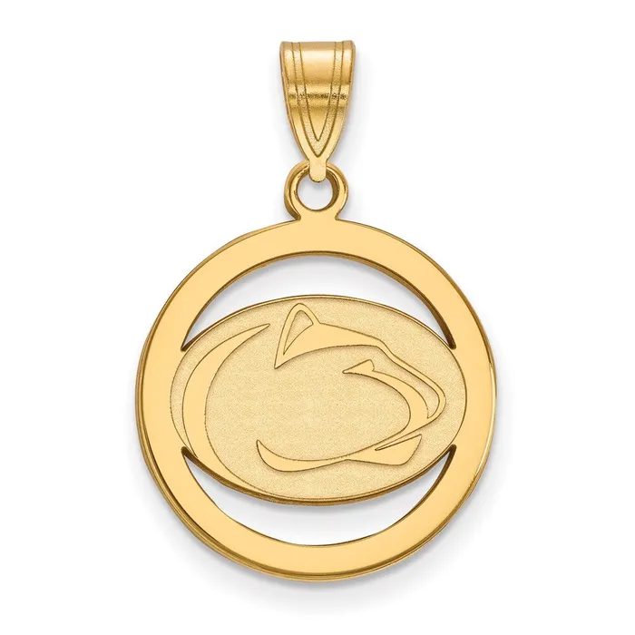 TreasureFineJewelers Necklaces Sterling Silver Goldplated Penn State University Lion Medium Circle Pendant TreasureFineJewelers Necklaces Sterling Silver Goldplated Penn State University Lion Medium Circle Pendant