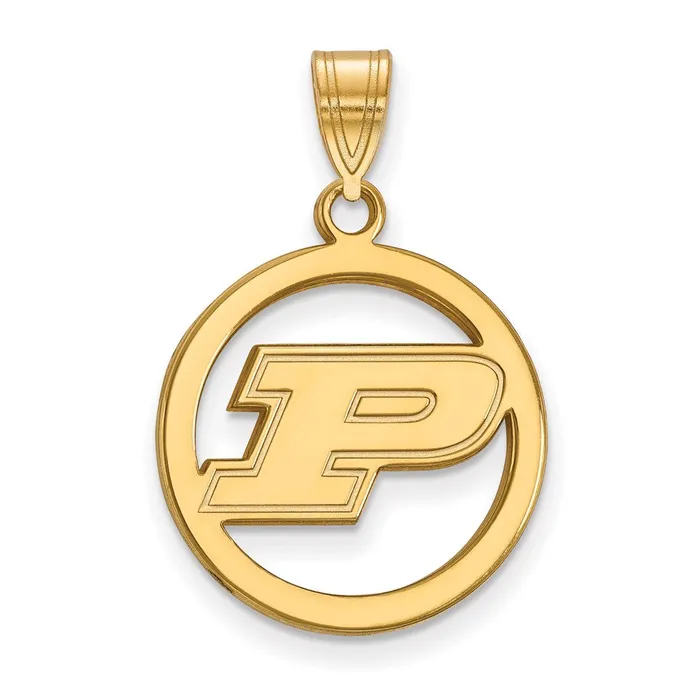 TreasureFineJewelers Necklaces Sterling Silver Goldplated Purdue University Letter P Medium Circle Pendant TreasureFineJewelers Necklaces Sterling Silver Goldplated Purdue University Letter P Medium Circle Pendant