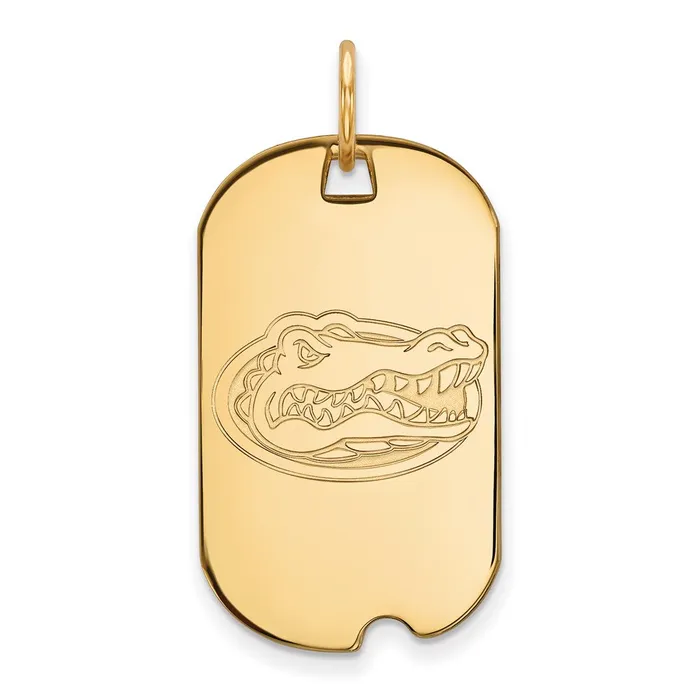 TreasureFineJewelers Necklaces Sterling Silver Goldplated University of Florida Gator Small Dog Tag Pendant TreasureFineJewelers Necklaces Sterling Silver Goldplated University of Florida Gator Small Dog Tag Pendant