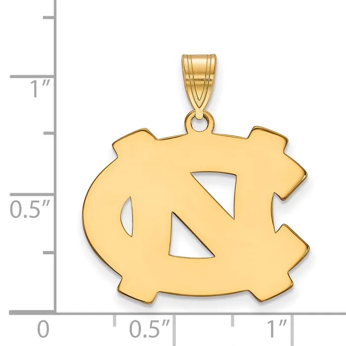 TreasureFineJewelers Necklaces Sterling Silver Goldplated University of North Carolina NC Large Pendant