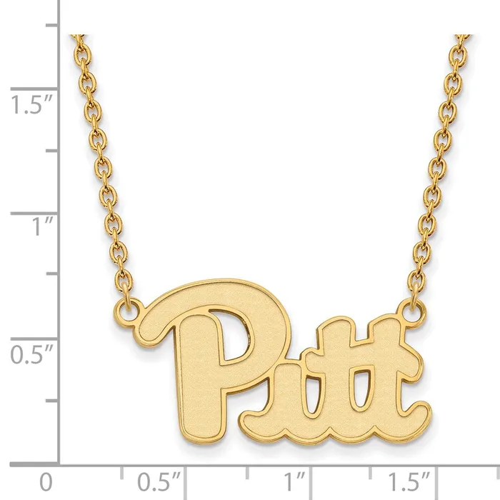TreasureFineJewelers Necklaces Sterling Silver Goldplated University of Pittsburgh Large Pendant 18 inch Necklace