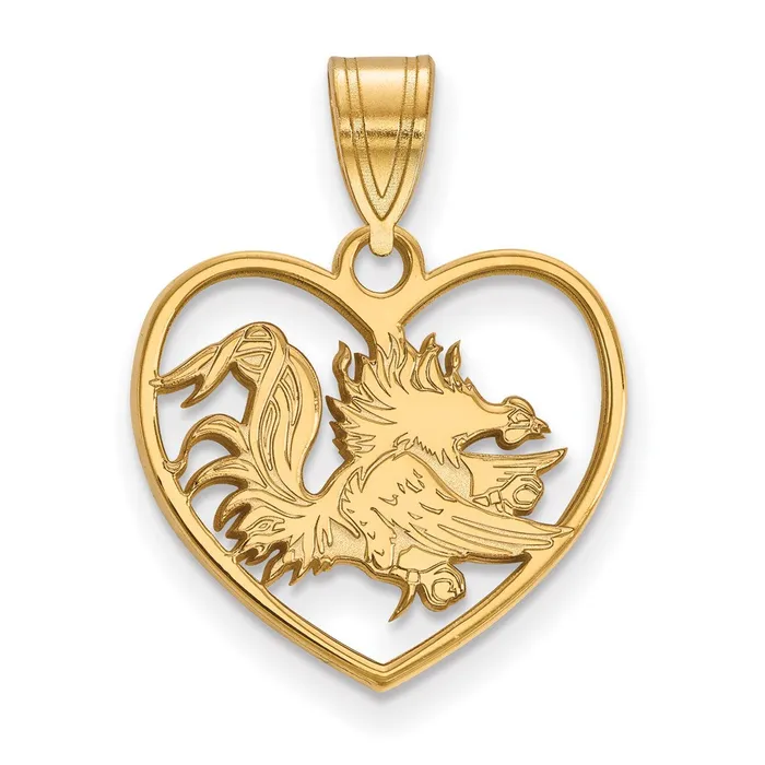 TreasureFineJewelers Necklaces Sterling Silver Goldplated University of South Carolina Gamecock Heart Pendant TreasureFineJewelers Necklaces Sterling Silver Goldplated University of South Carolina Gamecock Heart Pendant