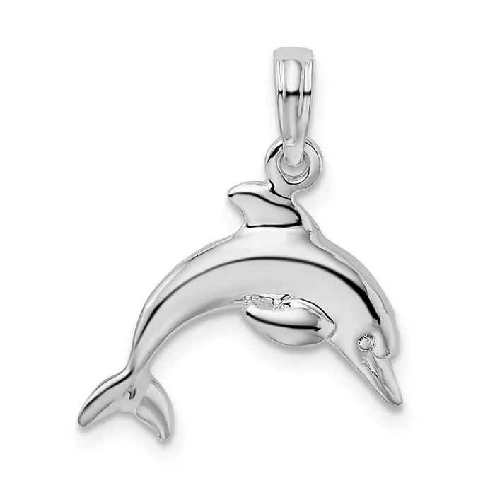 TreasureFineJewelers Necklaces Sterling Silver Polished 3D Jumping Dolphin Pendant TreasureFineJewelers Necklaces Sterling Silver Polished 3D Jumping Dolphin Pendant