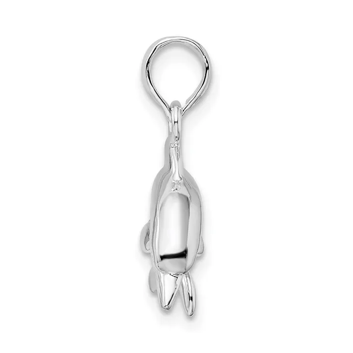 TreasureFineJewelers Necklaces Sterling Silver Polished 3D Jumping Dolphin Pendant