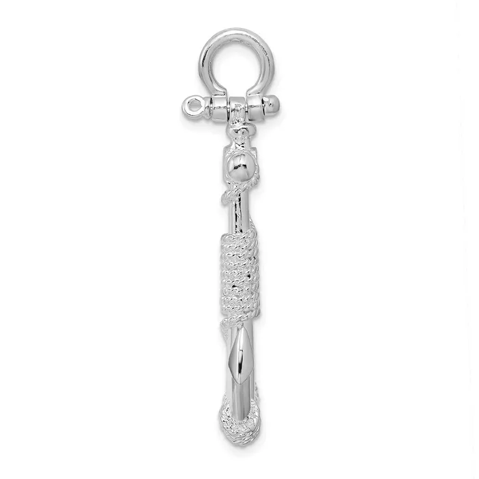 TreasureFineJewelers Necklaces Sterling Silver Polished Anchor wRope Pendant