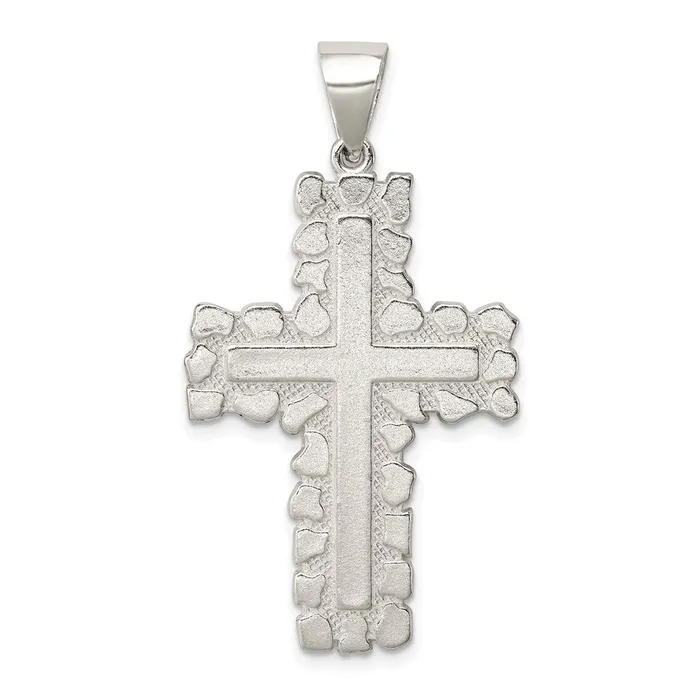 TreasureFineJewelers Necklaces Sterling Silver Polished Outlined Cross Pendant TreasureFineJewelers Necklaces Sterling Silver Polished Outlined Cross Pendant