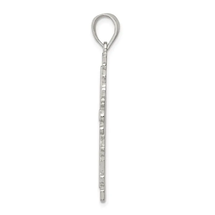 TreasureFineJewelers Necklaces Sterling Silver Polished Outlined Cross Pendant