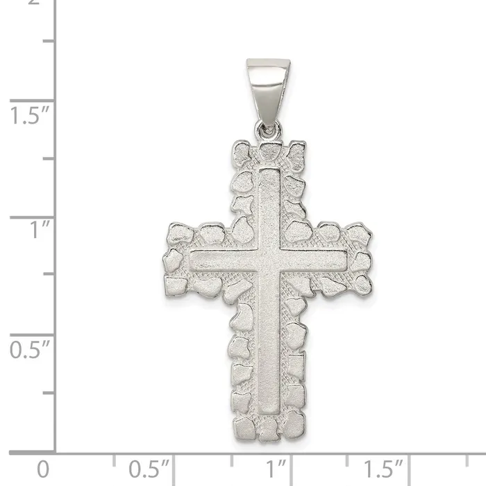 TreasureFineJewelers Necklaces Sterling Silver Polished Outlined Cross Pendant