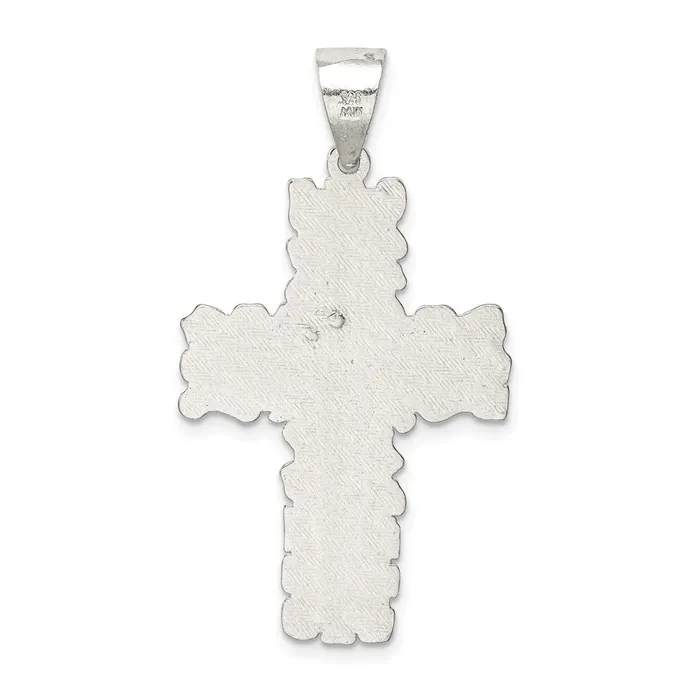 TreasureFineJewelers Necklaces Sterling Silver Polished Outlined Cross Pendant