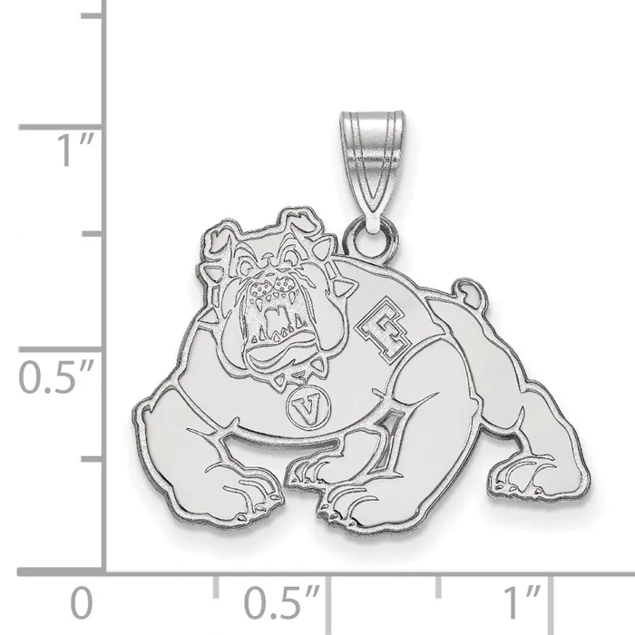 TreasureFineJewelers Necklaces Sterling Silver Rhodiumplated California State University Fresno Bulldog Large Pendant