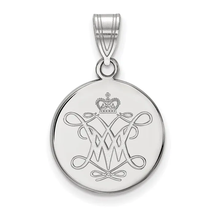 TreasureFineJewelers Necklaces Sterling Silver Rhodiumplated College of William and Mary Medium Disc Pendant TreasureFineJewelers Necklaces Sterling Silver Rhodiumplated College of William and Mary Medium Disc Pendant