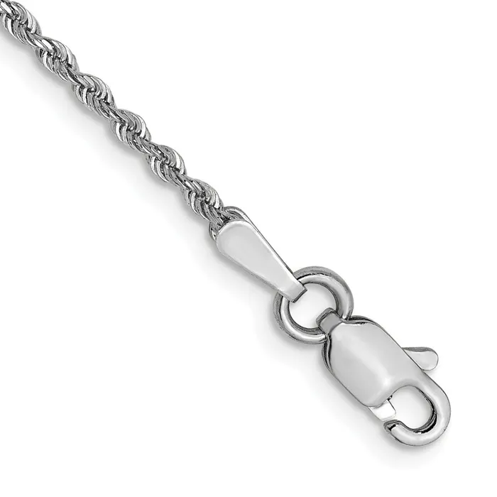 TreasureFineJewelers Rings 14K White Gold 13mm DiamondCut Rope Chain Anklet TreasureFineJewelers Rings 14K White Gold 13mm DiamondCut Rope Chain Anklet