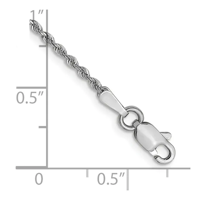 TreasureFineJewelers Rings 14K White Gold 13mm DiamondCut Rope Chain Anklet