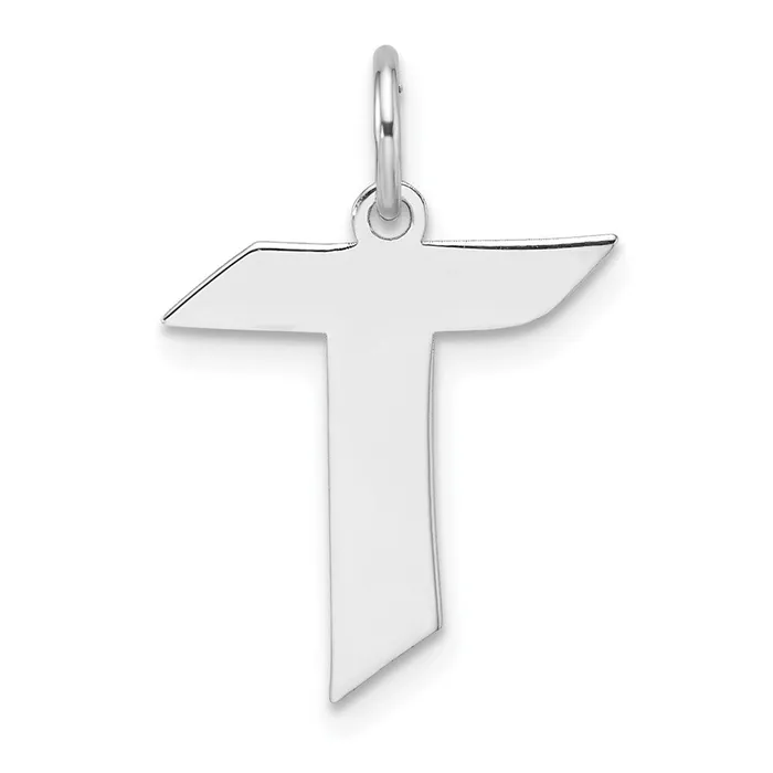 TreasureFineJewelers Rings Small Sterling Silver Rhodiumplated Artisan Block Letter T Initial Charm TreasureFineJewelers Rings Small Sterling Silver Rhodiumplated Artisan Block Letter T Initial Charm