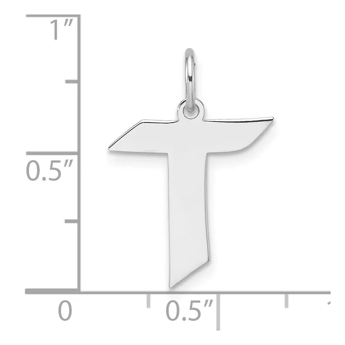 TreasureFineJewelers Rings Small Sterling Silver Rhodiumplated Artisan Block Letter T Initial Charm