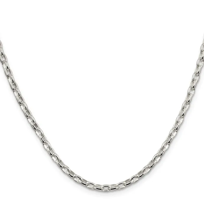 TreasureFineJewelers Rings Sterling Silver 32mm Oval Fancy Rolo Chain