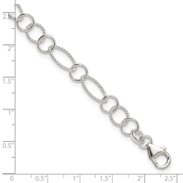 TreasureFineJewelers Rings Sterling Silver Fancy Link Anklet