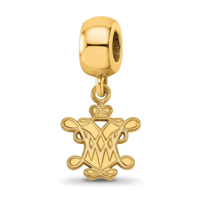 TreasureFineJewelers Rings Sterling Silver Goldplated LogoArt College of William and Mary Small Dangle Bead Charm TreasureFineJewelers Rings Sterling Silver Goldplated LogoArt College of William and Mary Small Dangle Bead Charm