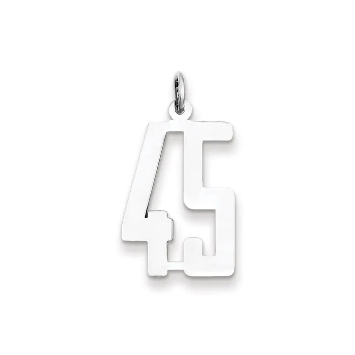 TreasureFineJewelers Rings Sterling SilverRhodiumplated Elongated Number 45 Charm TreasureFineJewelers Rings Sterling SilverRhodiumplated Elongated Number 45 Charm
