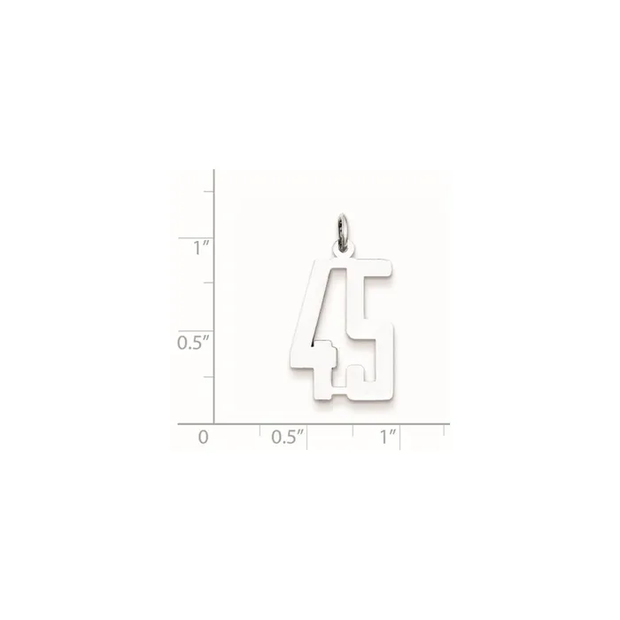 TreasureFineJewelers Rings Sterling SilverRhodiumplated Elongated Number 45 Charm