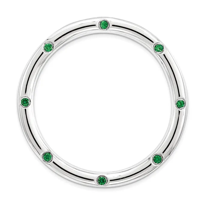 TreasureFineJewelers Rings Sterling Silver Stackable Expressions Large Created Emerald Chain Slide TreasureFineJewelers Rings Sterling Silver Stackable Expressions Large Created Emerald Chain Slide