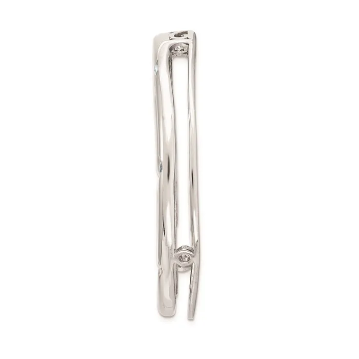 TreasureFineJewelers Rings Sterling Silver Stackable Expressions Large Polished Blue Topaz Chain Slide
