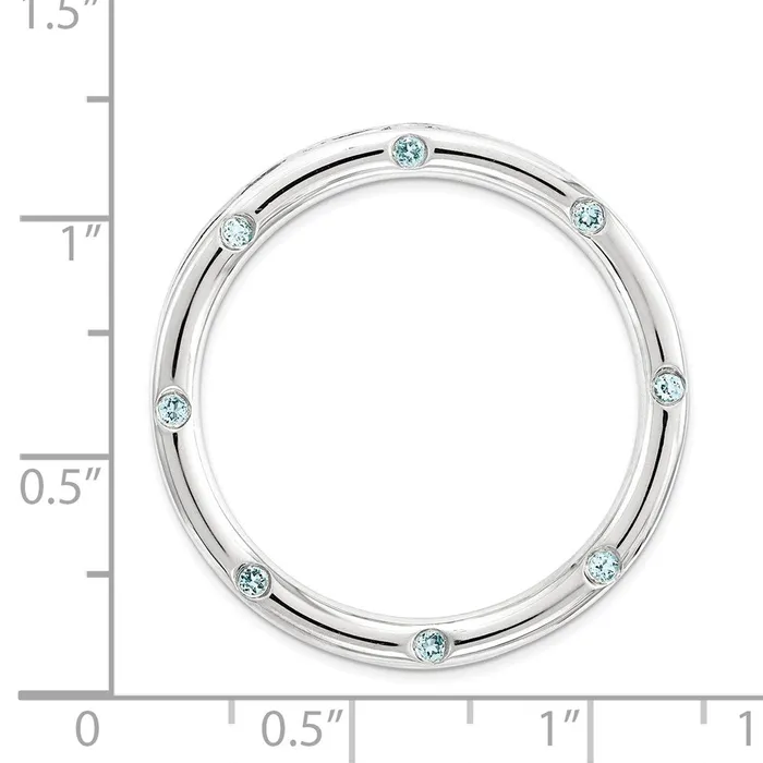 TreasureFineJewelers Rings Sterling Silver Stackable Expressions Large Polished Blue Topaz Chain Slide