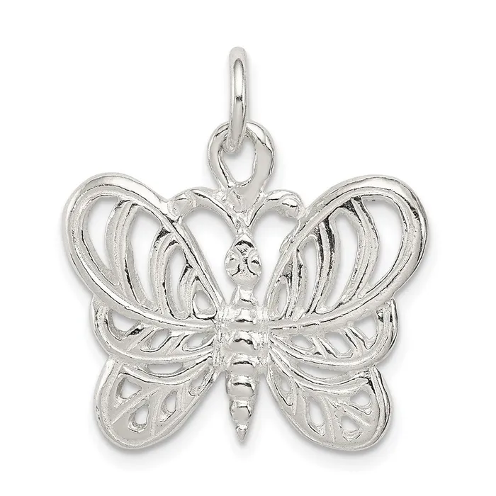 TreasureFineJewelers Sterling Silver Butterfly Charm Rings